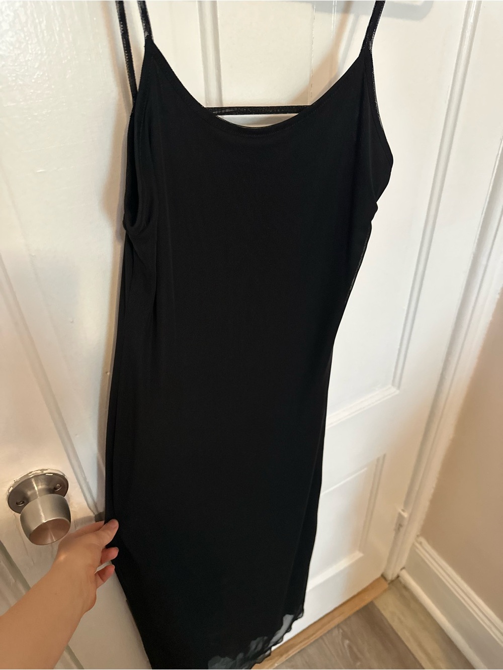 See You Monday Black Midi Slip Dress NWT
